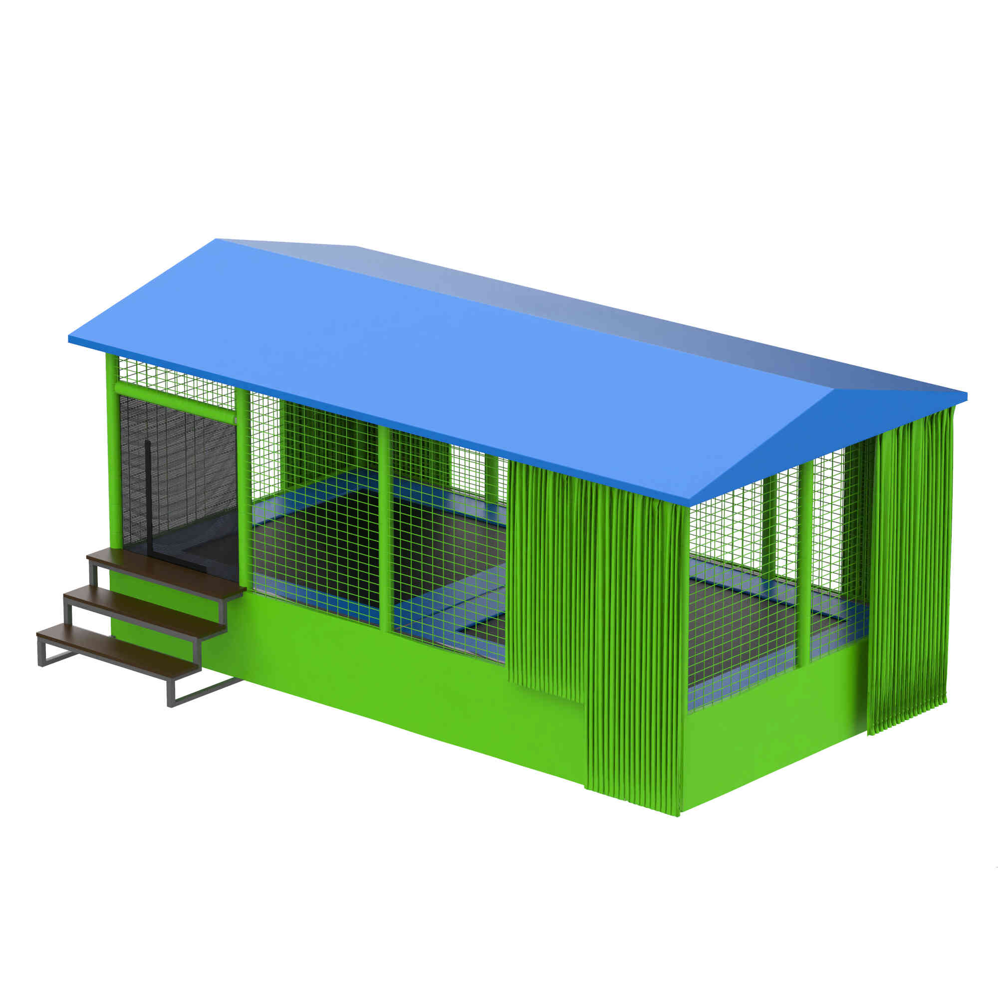 Двойной батутный комплекс с крышей 2,4х4,8м KIDIGO