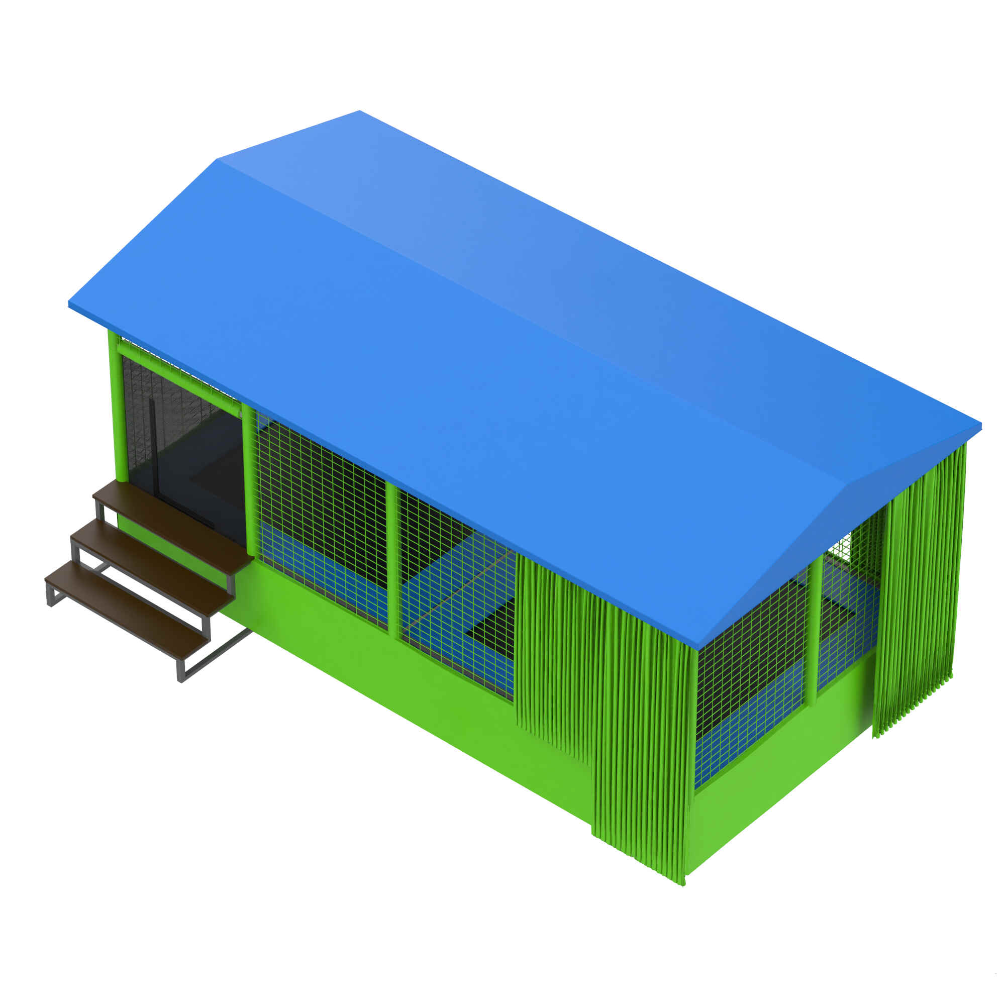 Двойной батутный комплекс с крышей 2,4х4,8м KIDIGO