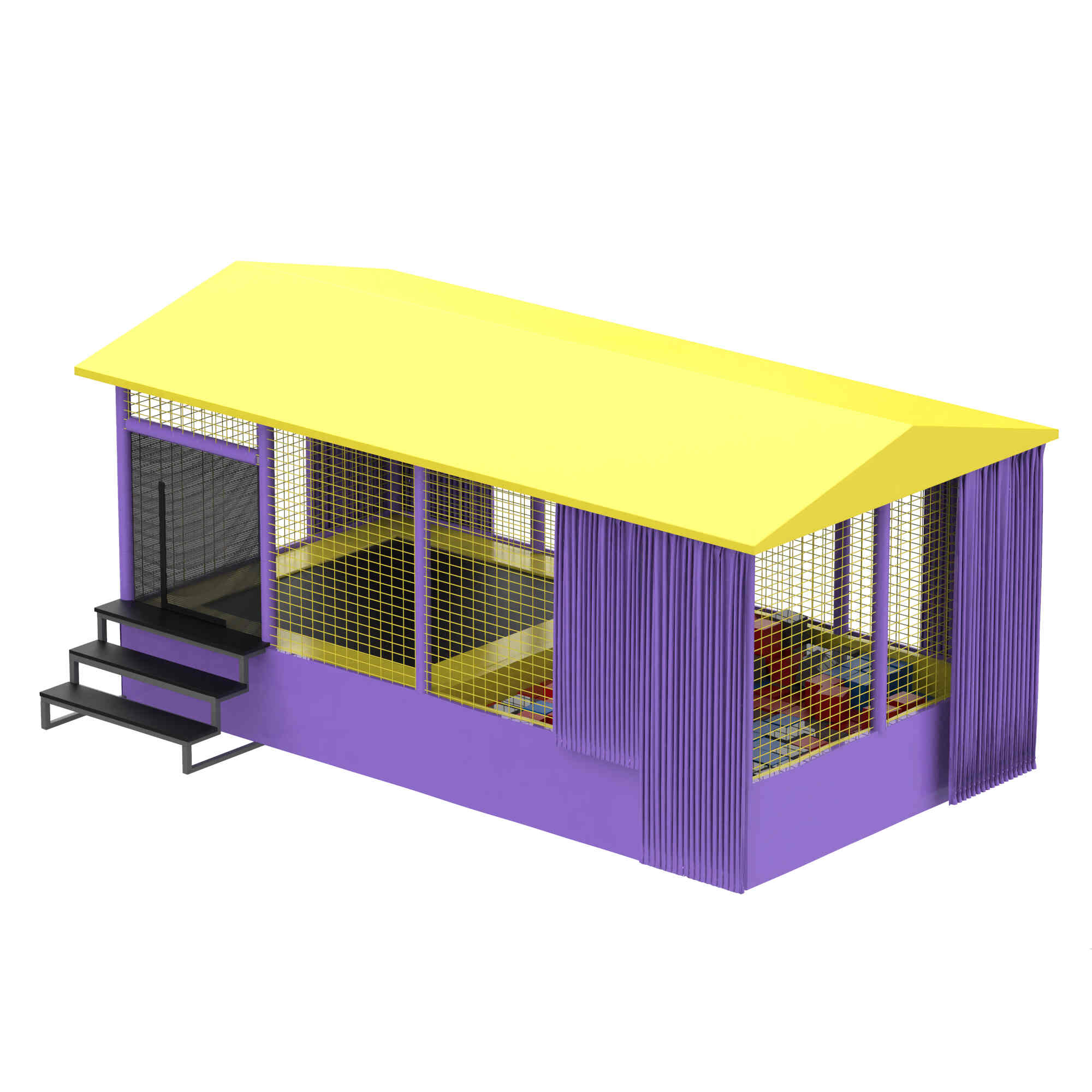 Уличный батутный комплекс с ямой и крышей KIDIGO