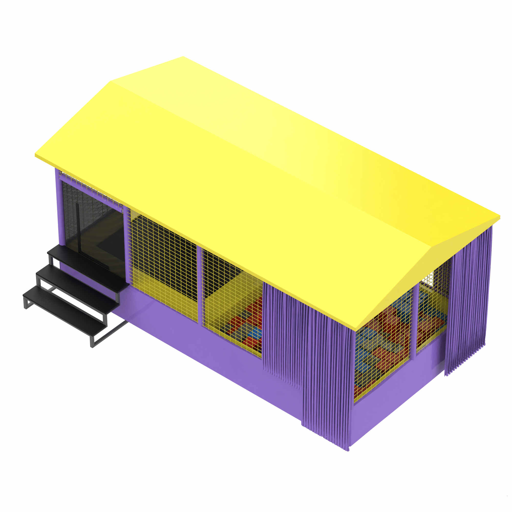 Уличный батутный комплекс с ямой и крышей KIDIGO