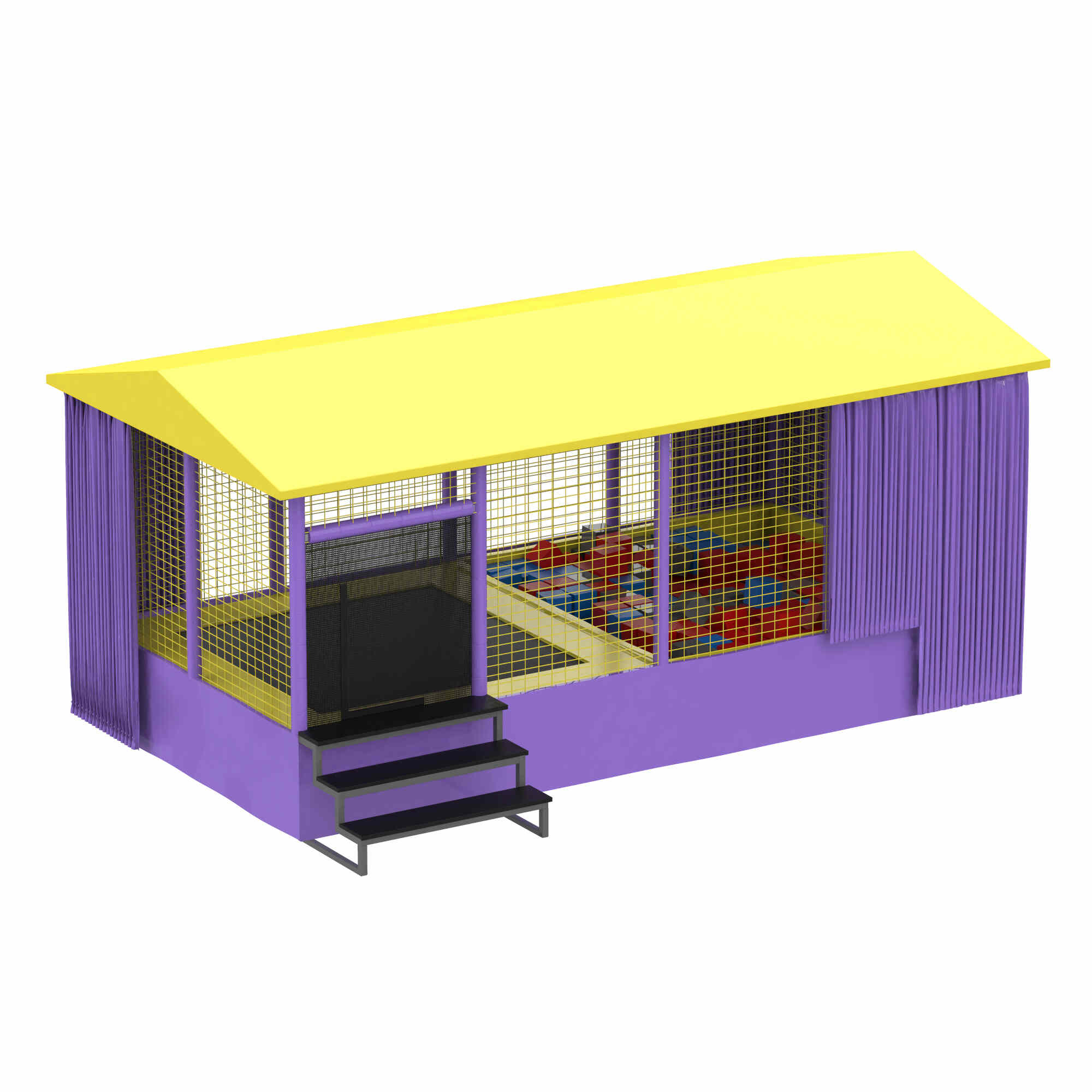 Уличный батутный комплекс с ямой и крышей KIDIGO